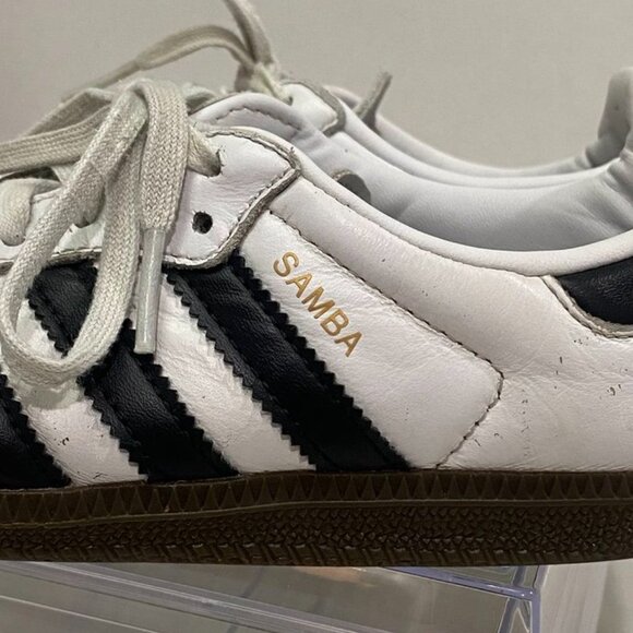 Adidas Samba Classic Leather Sneakers White Black Girls 4 - Picture 7 of 10